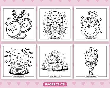 Creepy Kawaii Pastel Goth bold and easy coloring pages, sample sheet 13