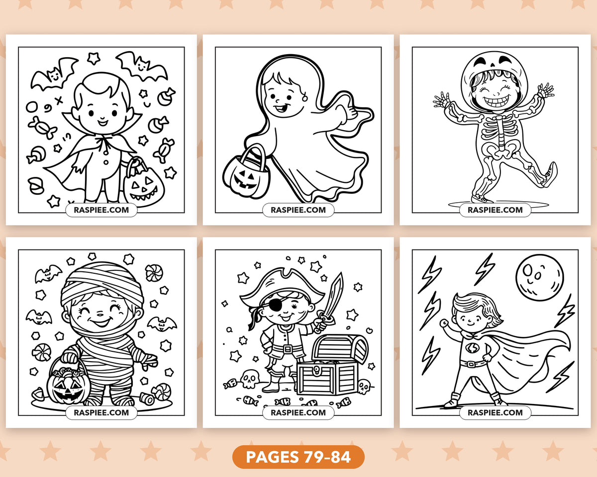 Cute Halloween bold and easy coloring pages, pages 79-84