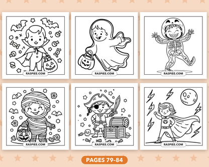 Cute Halloween bold and easy coloring pages, pages 79-84