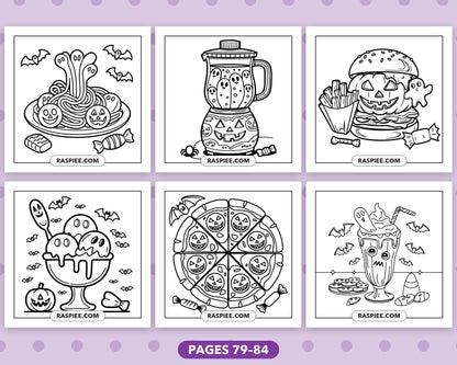 Spooky Food and Drinks Halloween bold and easy coloring pages, sample sheet 14