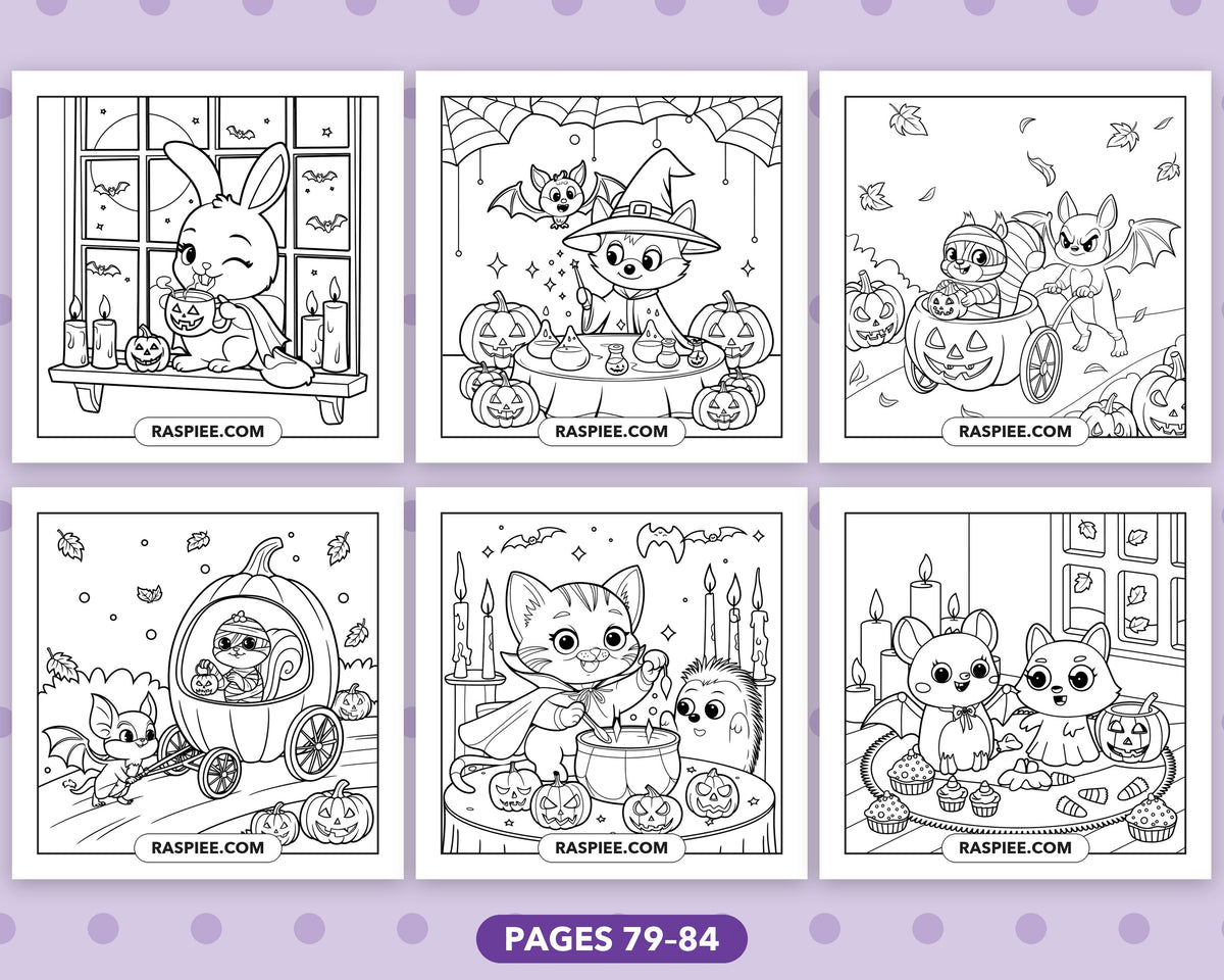 Spooky Times Halloween Animal bold and easy coloring pages, sample sheet 14