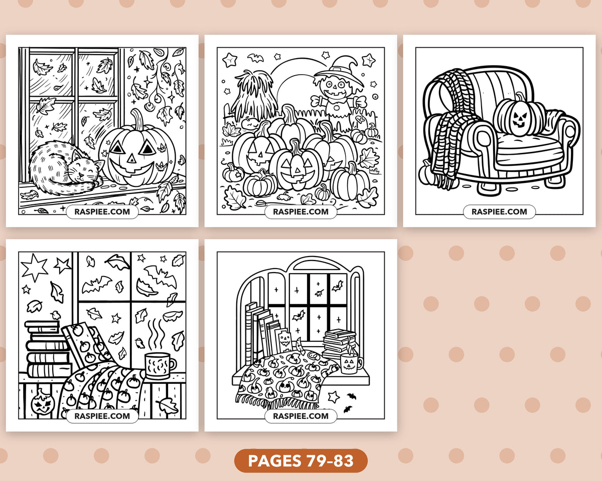 Cozy Halloween bold and easy coloring pages, sample sheet 14