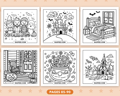 Cute Halloween bold and easy coloring pages, pages 85-90