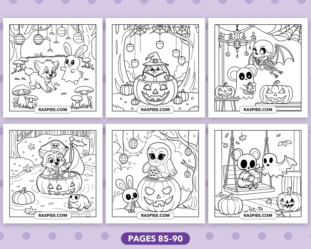 Spooky Times Halloween Animal bold and easy coloring pages, sample sheet 15