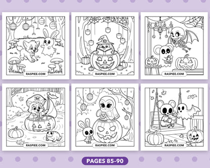 Spooky Times Halloween Animal bold and easy coloring pages, sample sheet 15
