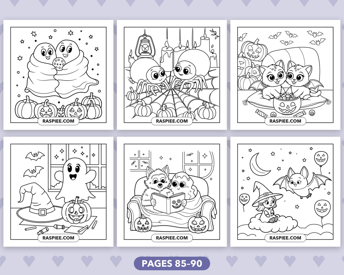 Spooky Besties Halloween bold and easy coloring pages, sample sheet 15