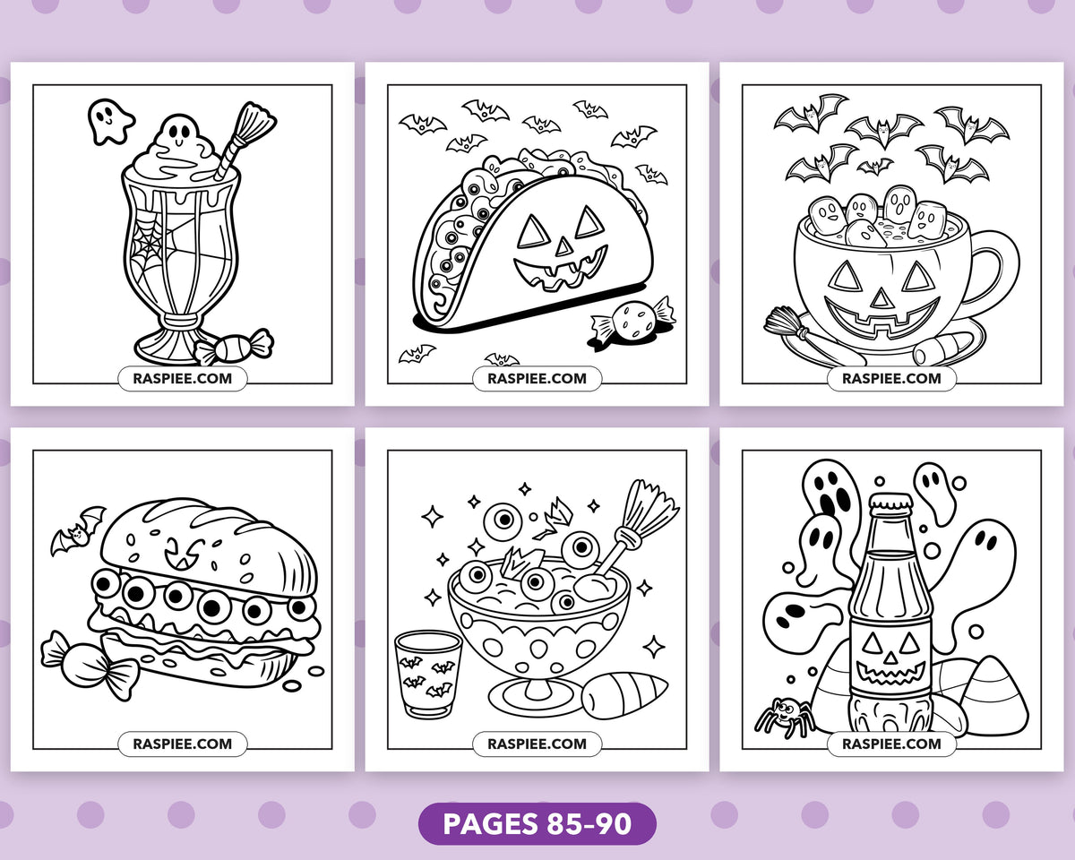 Spooky Food and Drinks Halloween bold and easy coloring pages, sample sheet 15
