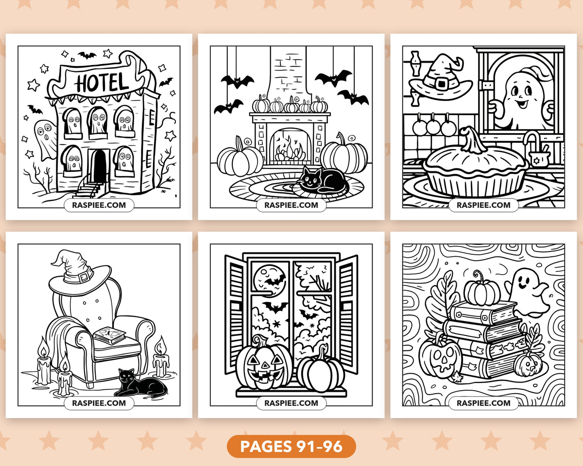 Cute Halloween bold and easy coloring pages, pages 91-96