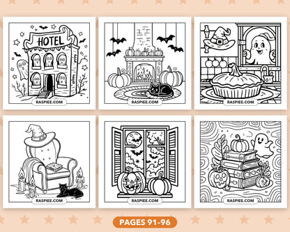Cute Halloween bold and easy coloring pages, pages 91-96
