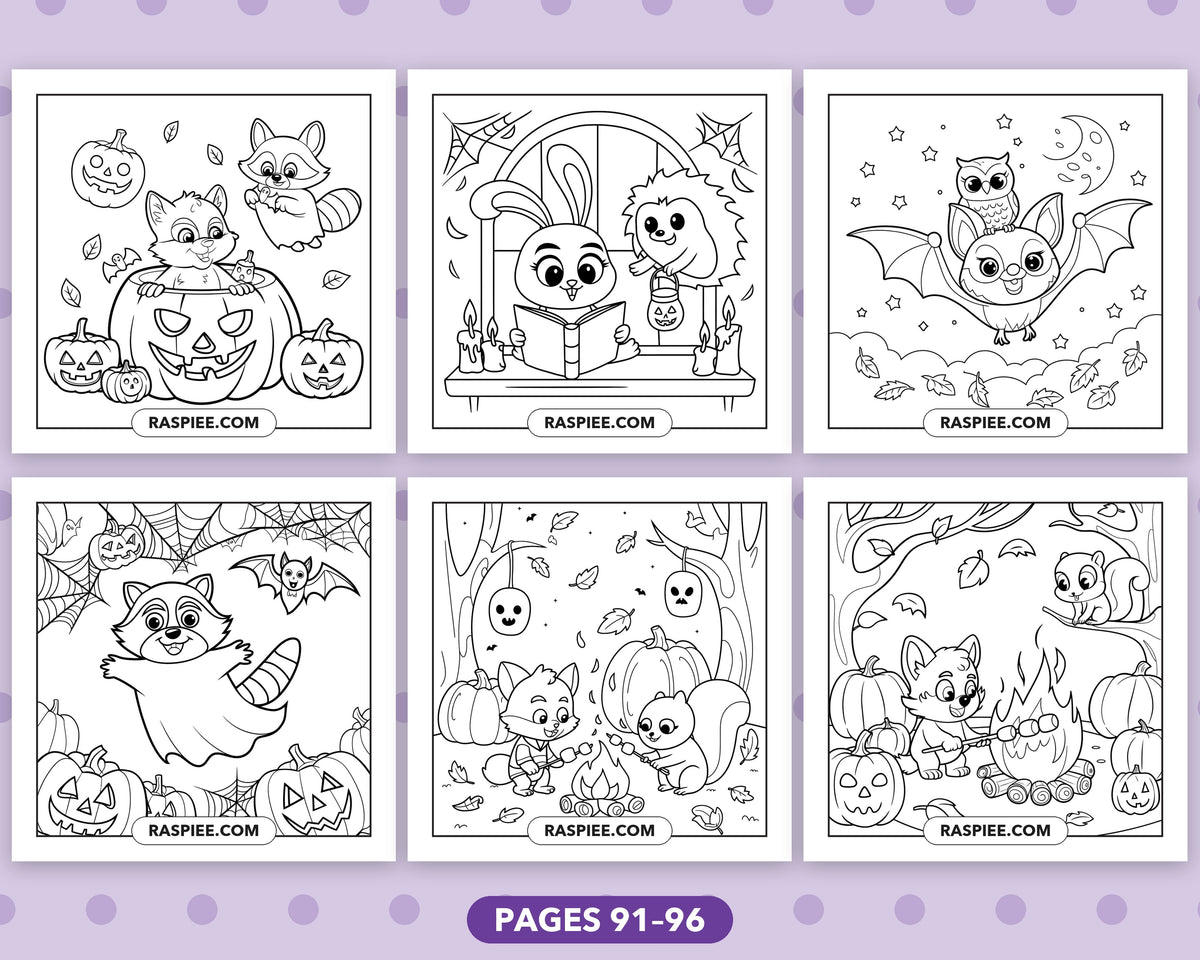 Spooky Times Halloween Animal bold and easy coloring pages, sample sheet 16