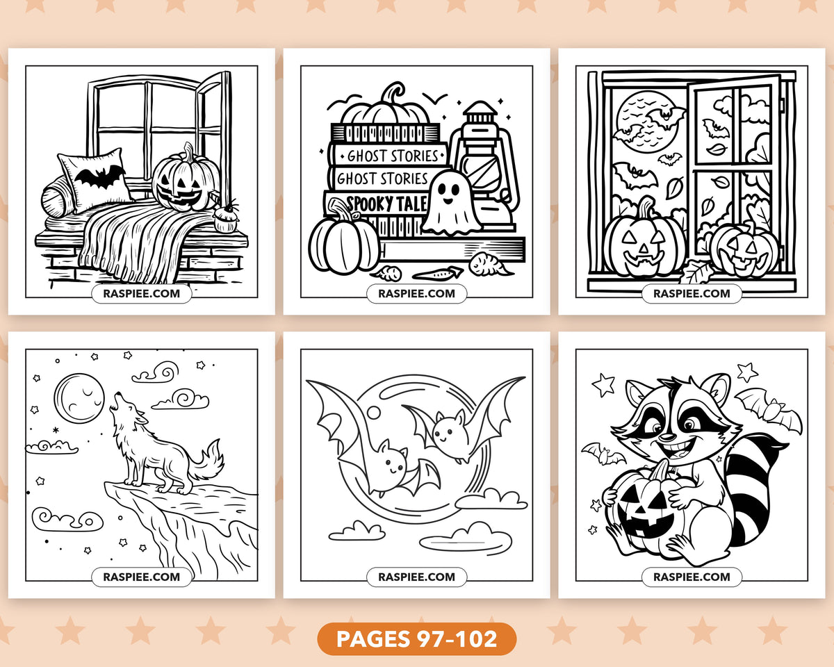 Cute Halloween bold and easy coloring pages, pages 97-102