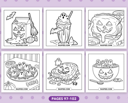 Spooky Food and Drinks Halloween bold and easy coloring pages, sample sheet 17