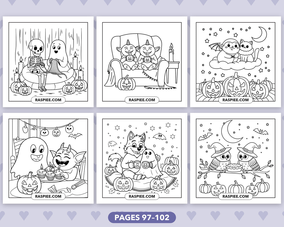 Spooky Besties Halloween bold and easy coloring pages, sample sheet 17