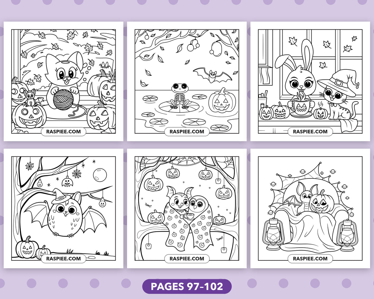 Spooky Times Halloween Animal bold and easy coloring pages, sample sheet 17