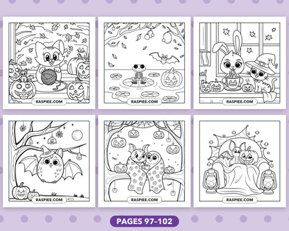 Spooky Times Halloween Animal bold and easy coloring pages, sample sheet 17