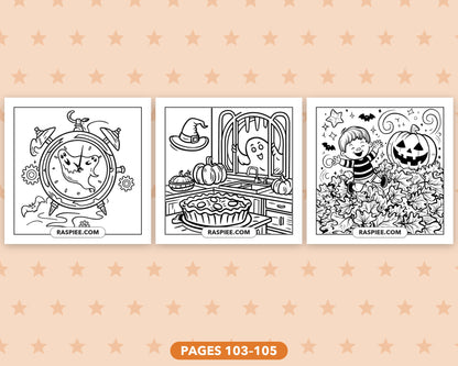 Cute Halloween bold and easy coloring pages, pages 103-105