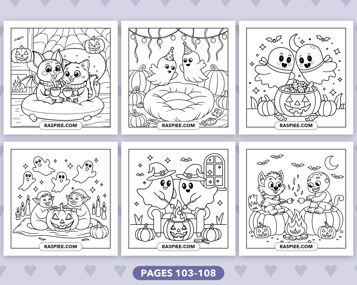 Spooky Besties Halloween bold and easy coloring pages, sample sheet 18