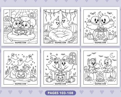 Spooky Besties Halloween bold and easy coloring pages, sample sheet 18