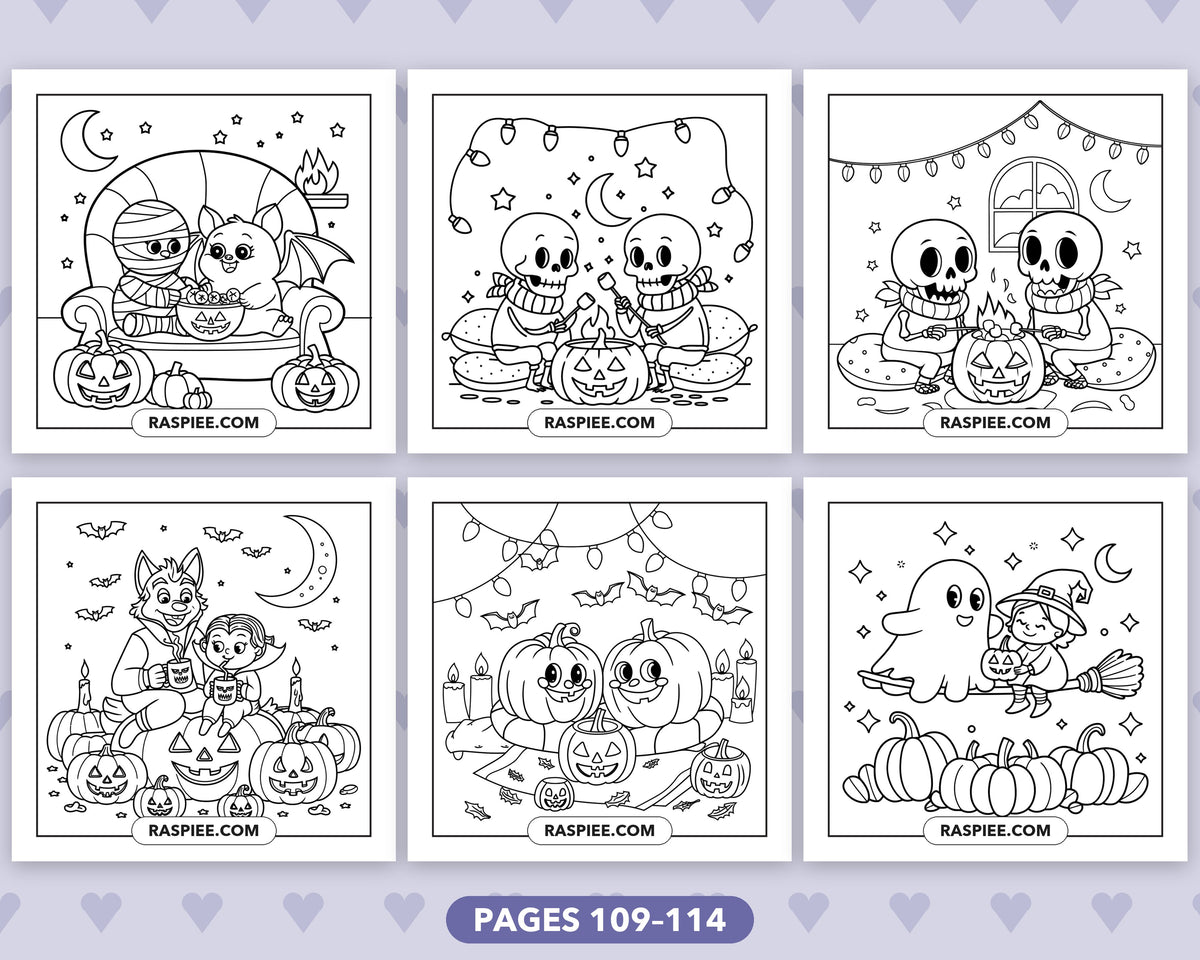 Spooky Besties Halloween bold and easy coloring pages, sample sheet 19