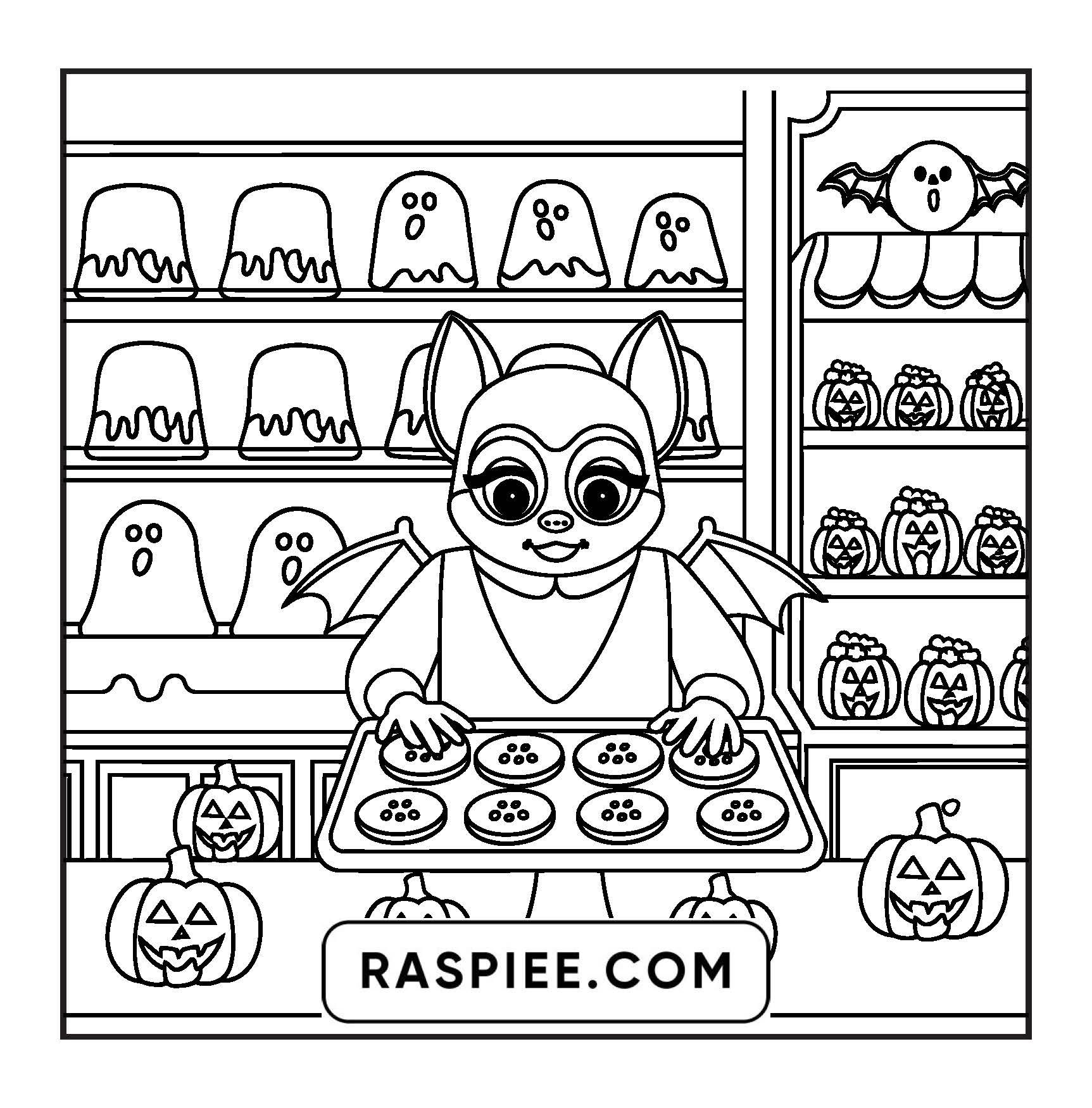 77 Bold and Easy Spooky Shop Coloring Pages Printable PDF Instant Download - RASPIEE