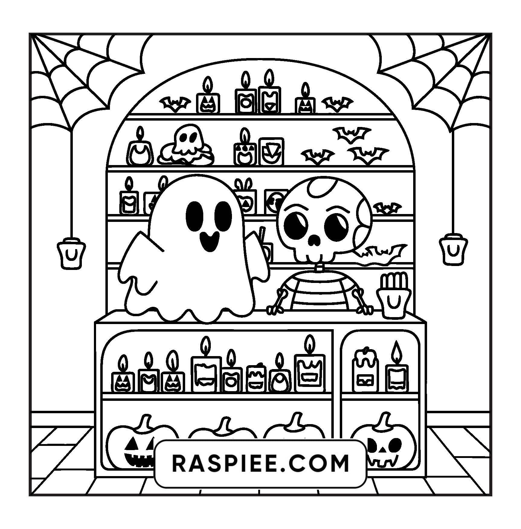 77 Bold and Easy Spooky Shop Coloring Pages Printable PDF Instant Download - RASPIEE