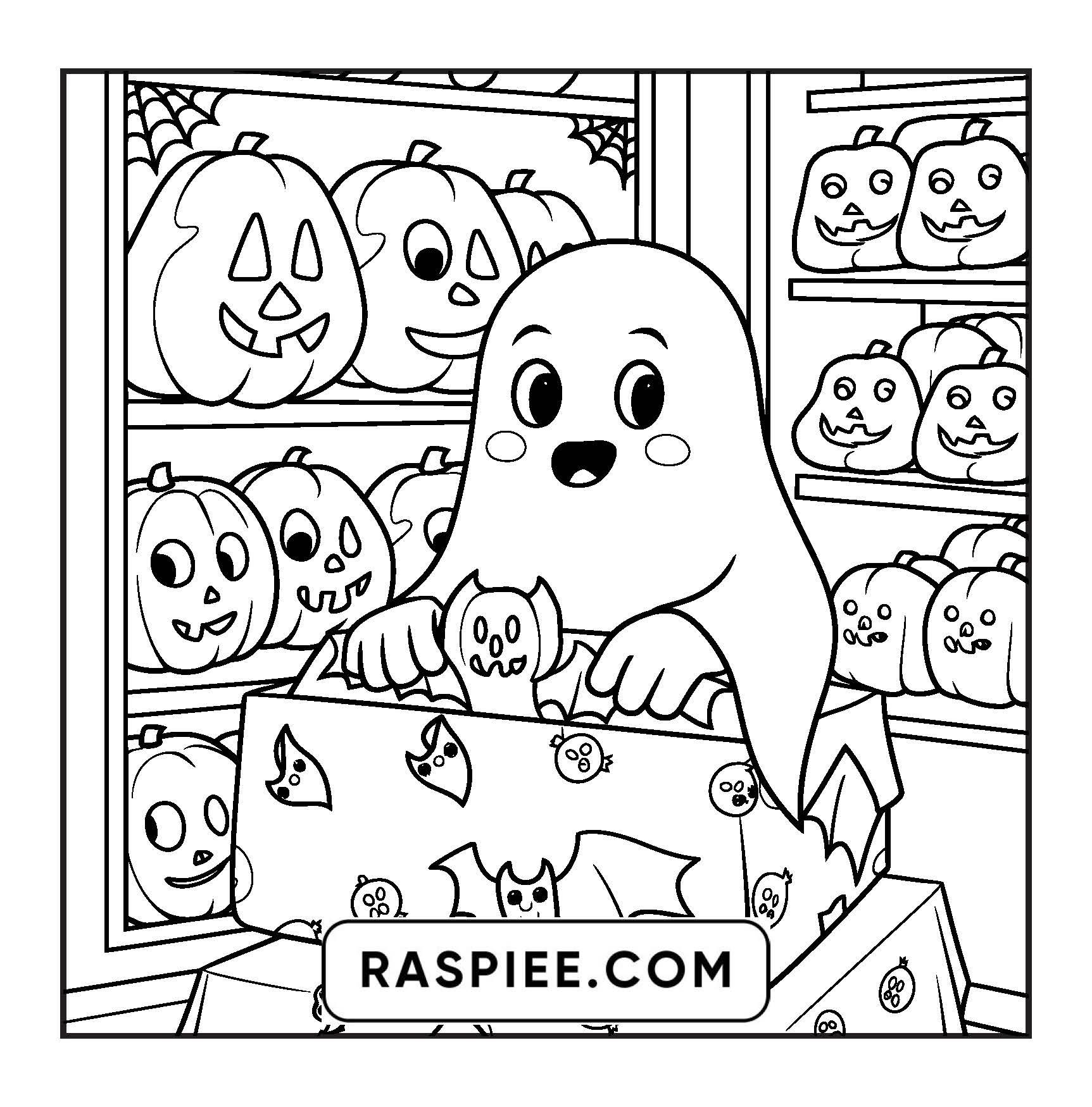 77 Bold and Easy Spooky Shop Coloring Pages Printable PDF Instant Download - RASPIEE