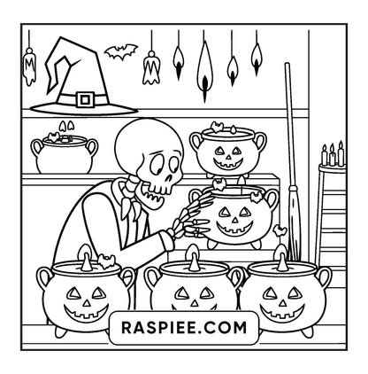 77 Bold and Easy Spooky Shop Coloring Pages Printable PDF Instant Download - RASPIEE