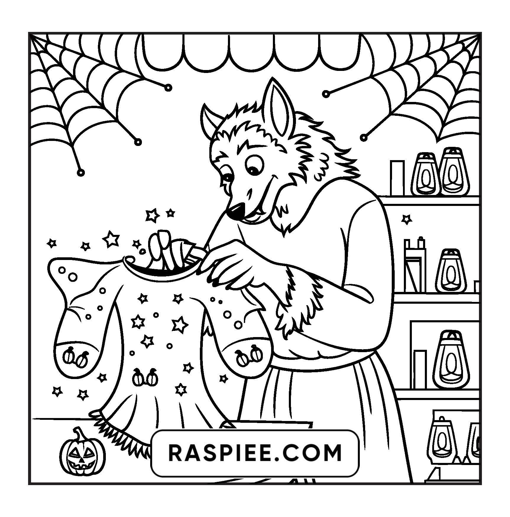 77 Bold and Easy Spooky Shop Coloring Pages Printable PDF Instant Download - RASPIEE