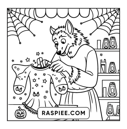 77 Bold and Easy Spooky Shop Coloring Pages Printable PDF Instant Download - RASPIEE