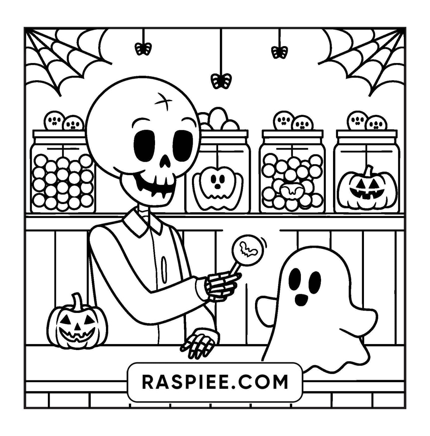 77 Bold and Easy Spooky Shop Coloring Pages Printable PDF Instant Download - RASPIEE