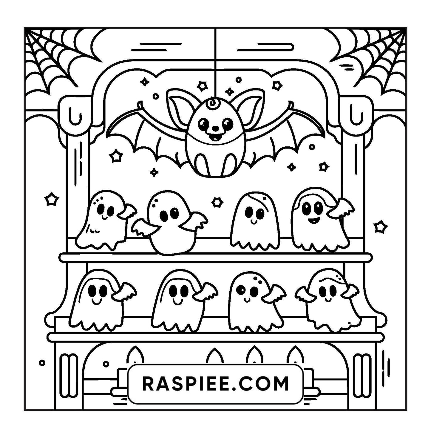 77 Bold and Easy Spooky Shop Coloring Pages Printable PDF Instant Download - RASPIEE