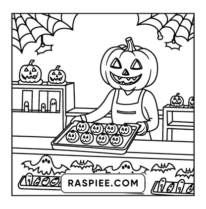 77 Bold and Easy Spooky Shop Coloring Pages Printable PDF Instant Download - RASPIEE