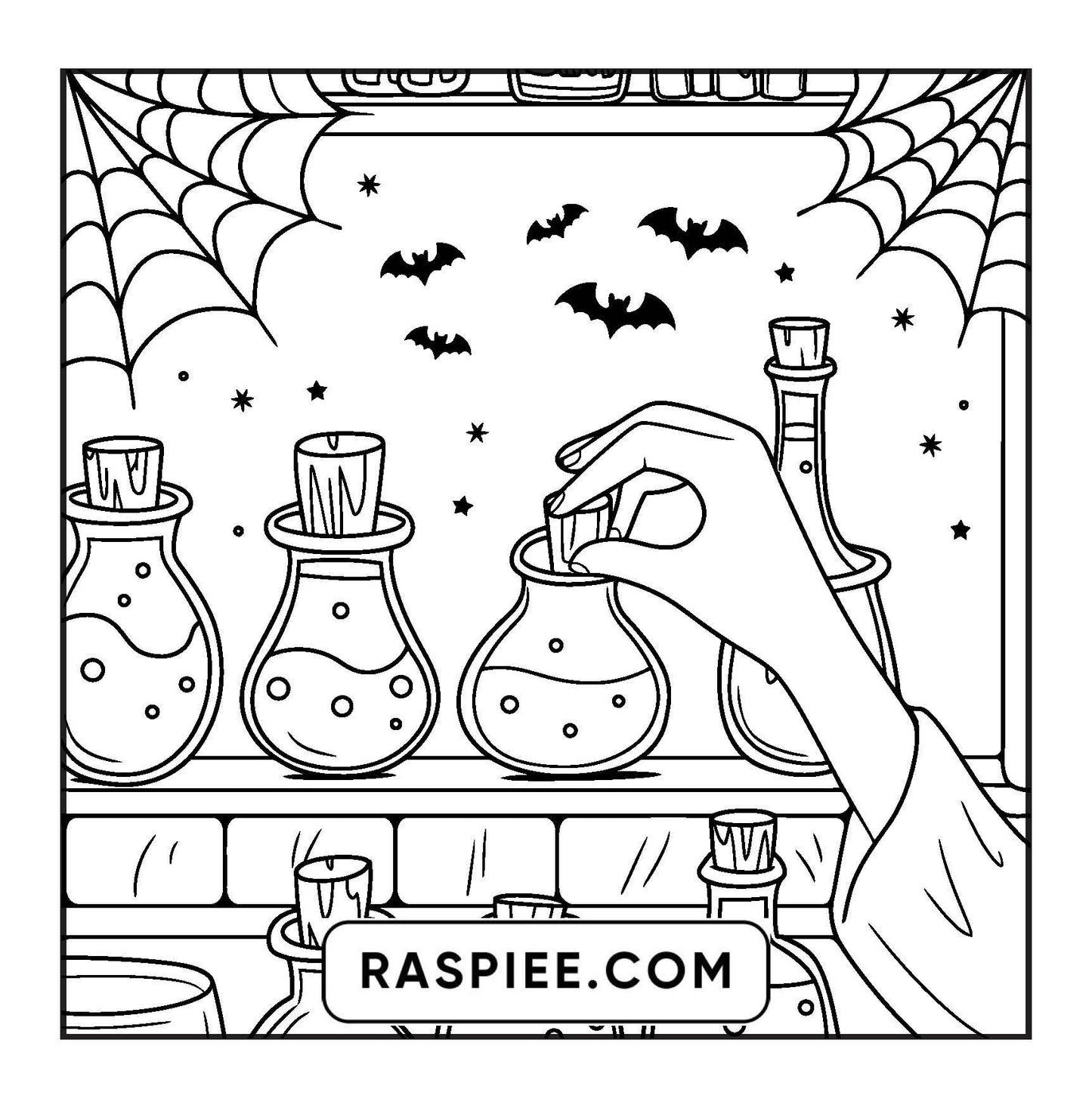 77 Bold and Easy Spooky Shop Coloring Pages Printable PDF Instant Download - RASPIEE