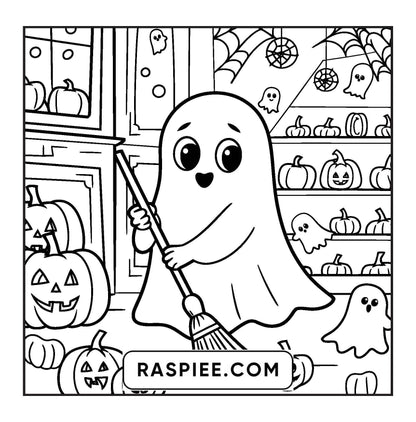 77 Bold and Easy Spooky Shop Coloring Pages Printable PDF Instant Download - RASPIEE