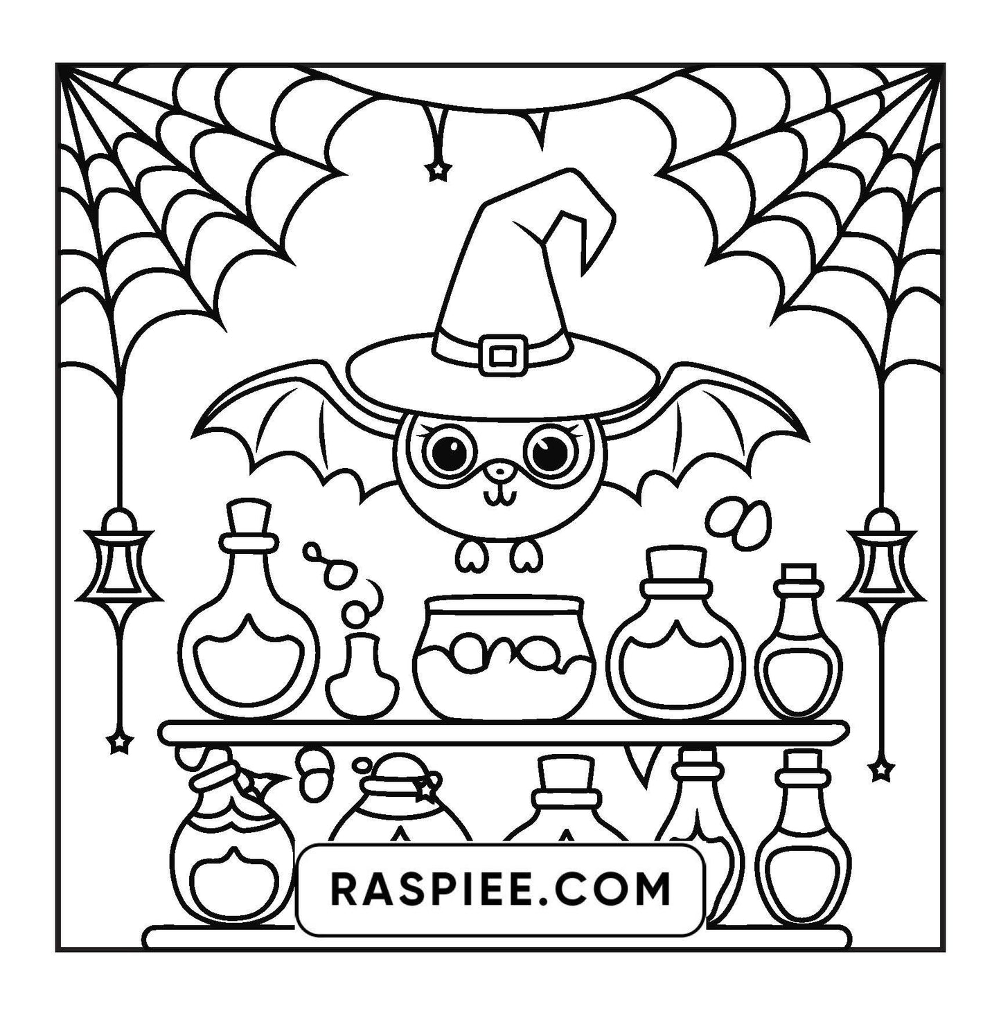 77 Bold and Easy Spooky Shop Coloring Pages Printable PDF Instant Download - RASPIEE