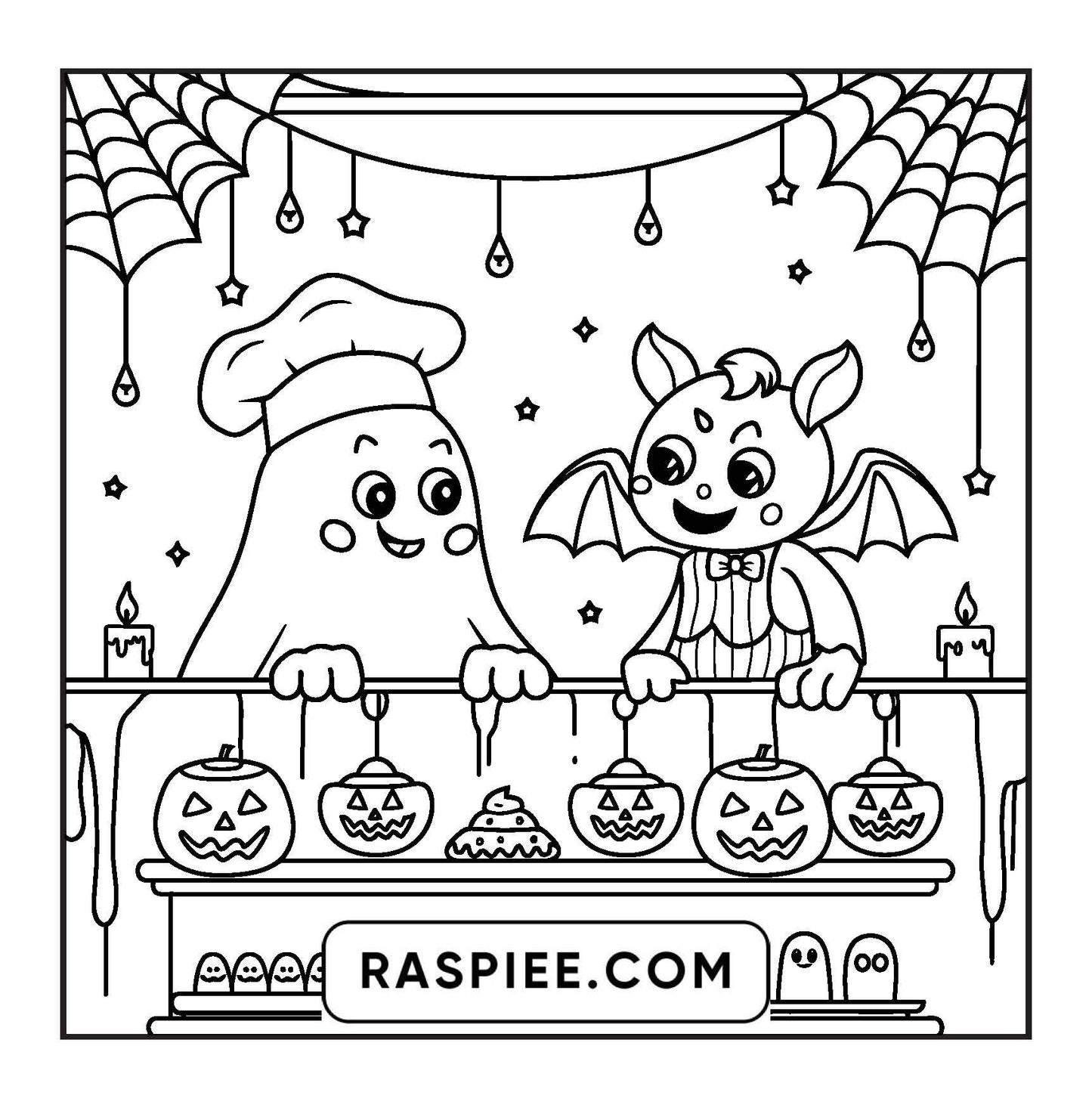 77 Bold and Easy Spooky Shop Coloring Pages Printable PDF Instant Download - RASPIEE