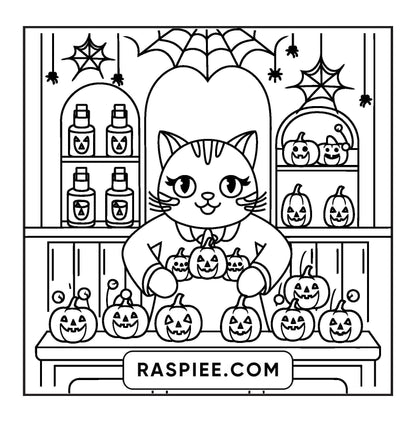 77 Bold and Easy Spooky Shop Coloring Pages Printable PDF Instant Download - RASPIEE