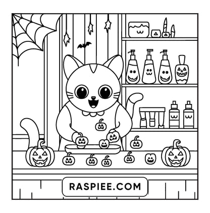 77 Bold and Easy Spooky Shop Coloring Pages Printable PDF Instant Download - RASPIEE