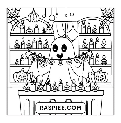 77 Bold and Easy Spooky Shop Coloring Pages Printable PDF Instant Download - RASPIEE