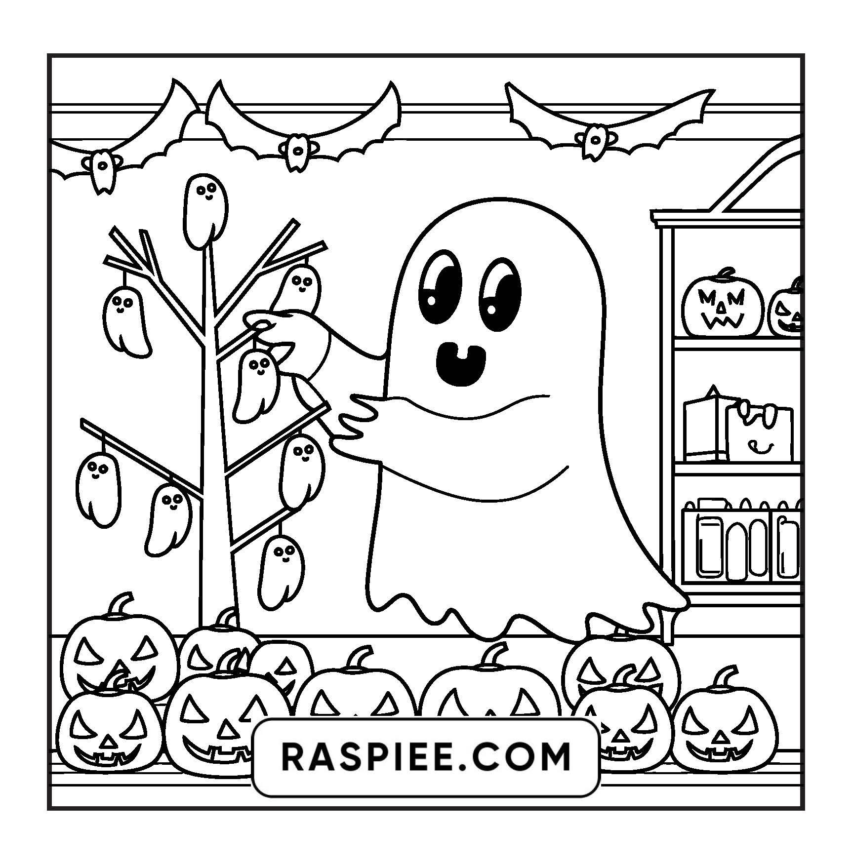 77 Bold and Easy Spooky Shop Coloring Pages Printable PDF Instant Download - RASPIEE