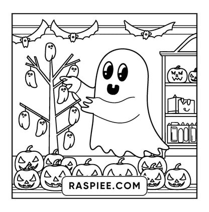 77 Bold and Easy Spooky Shop Coloring Pages Printable PDF Instant Download - RASPIEE