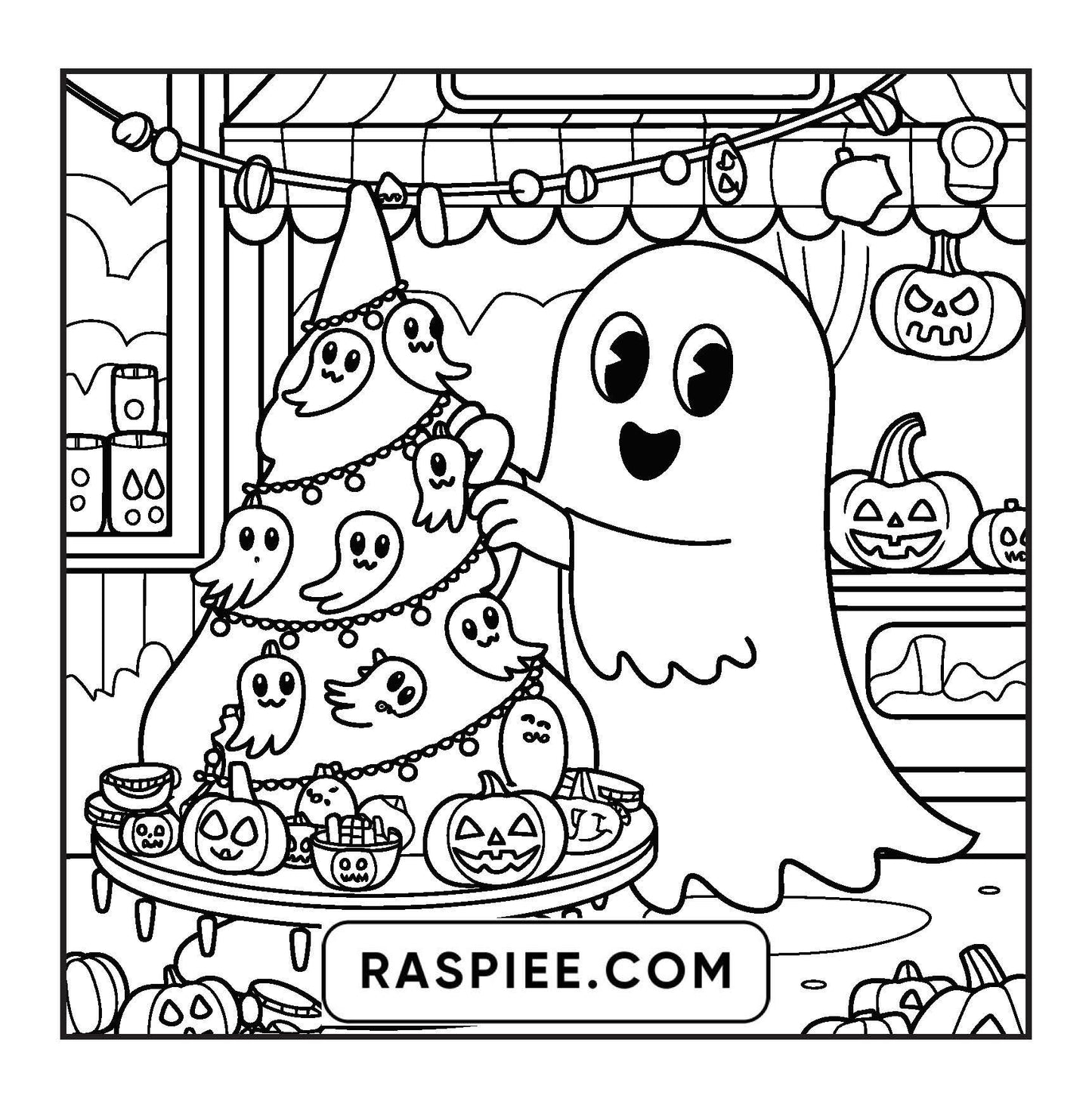 77 Bold and Easy Spooky Shop Coloring Pages Printable PDF Instant Download - RASPIEE