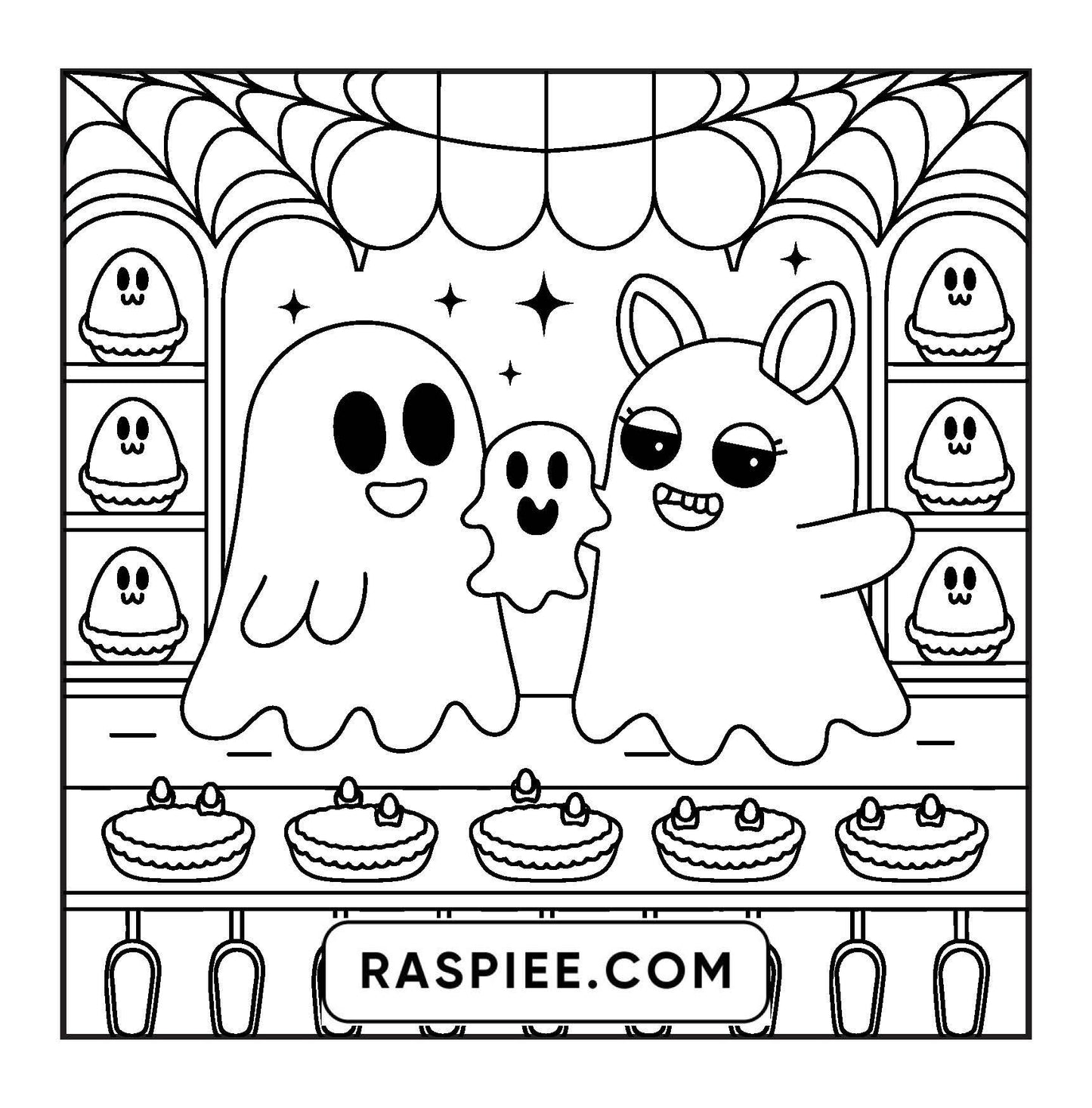 77 Bold and Easy Spooky Shop Coloring Pages Printable PDF Instant Download - RASPIEE