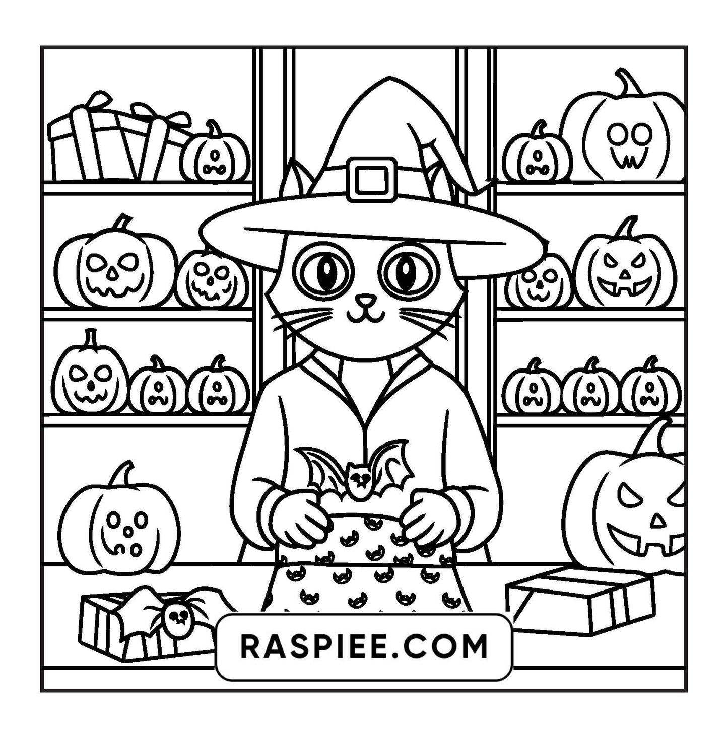 77 Bold and Easy Spooky Shop Coloring Pages Printable PDF Instant Download - RASPIEE