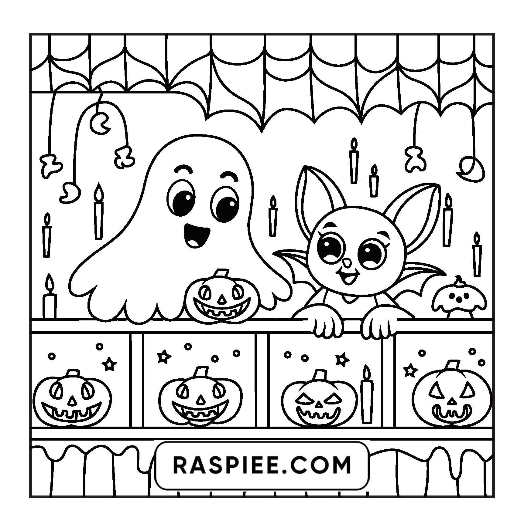 77 Bold and Easy Spooky Shop Coloring Pages Printable PDF Instant Download - RASPIEE