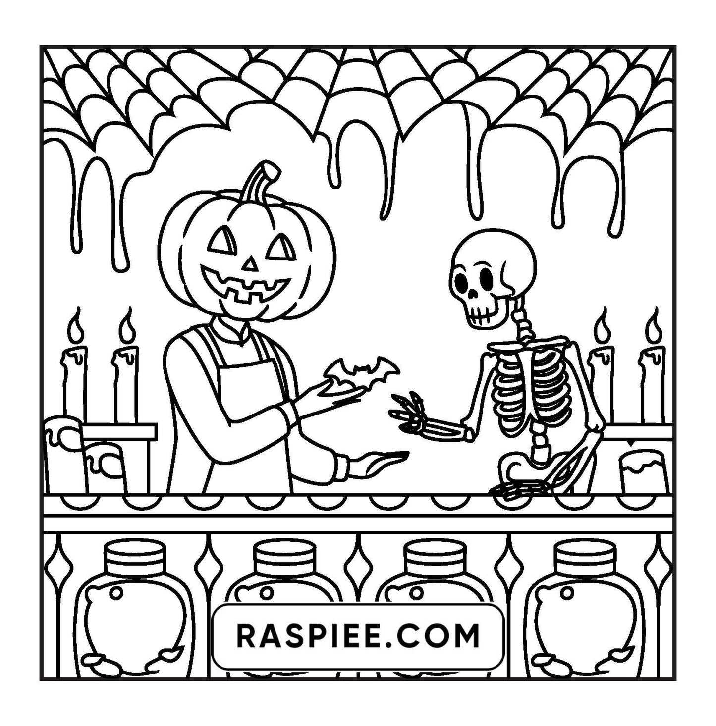 77 Bold and Easy Spooky Shop Coloring Pages Printable PDF Instant Download - RASPIEE