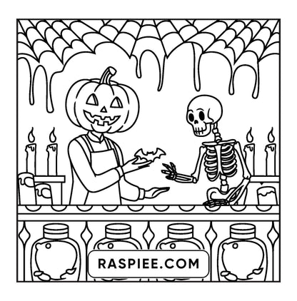 77 Bold and Easy Spooky Shop Coloring Pages Printable PDF Instant Download - RASPIEE