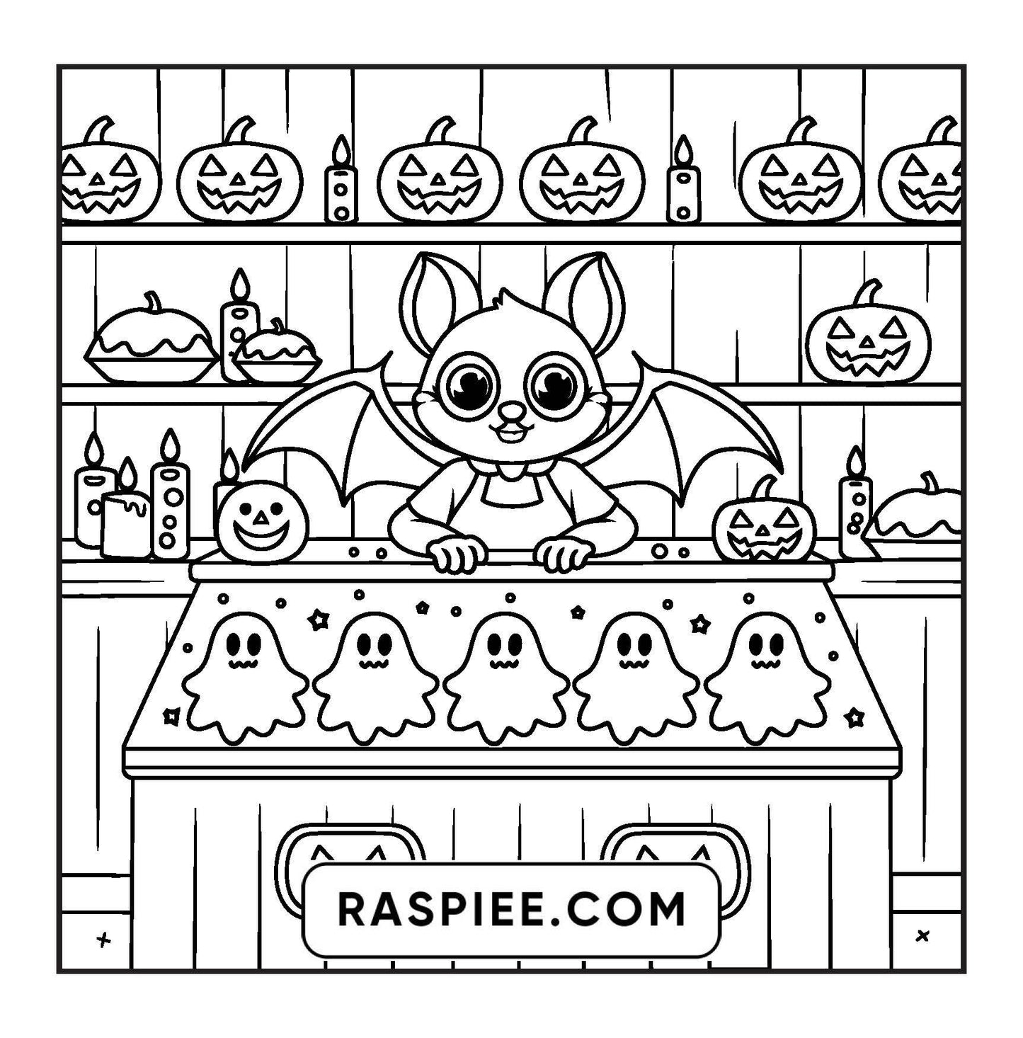 77 Bold and Easy Spooky Shop Coloring Pages Printable PDF Instant Download - RASPIEE