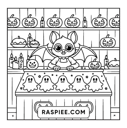 77 Bold and Easy Spooky Shop Coloring Pages Printable PDF Instant Download - RASPIEE