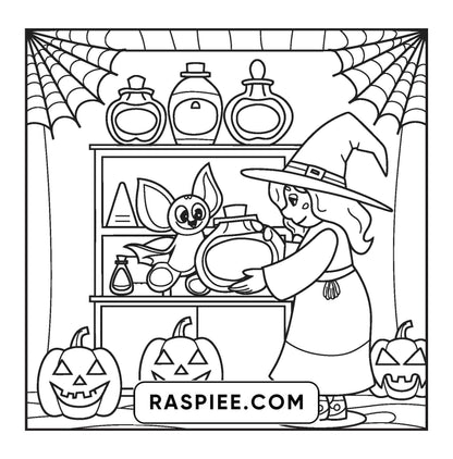 77 Bold and Easy Spooky Shop Coloring Pages Printable PDF Instant Download - RASPIEE